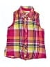 Justice 100% Cotton Checkered-gingham Stripes Multi Color Pink Sleeveless Button-Down Shirt Size 16 - photo 1