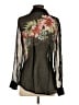 Cache 100% Polyester Floral Black Long Sleeve Blouse Size S - photo 2