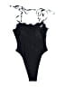 Romwe Solid Black One Piece Swimsuit Size S - photo 1