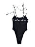 Romwe Solid Black One Piece Swimsuit Size S - photo 2