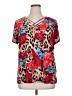 INC International Concepts Animal Print Red Short Sleeve Blouse Size 1X - photo 1