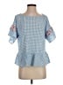 Matilda Jane Checkered-gingham Blue Short Sleeve Blouse Size S - photo 1