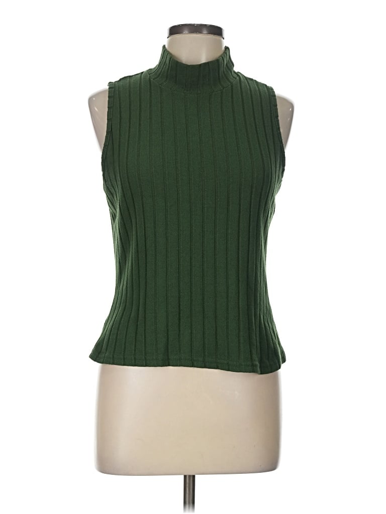 Pre-owned Shein Curve Sleeveless Top Green Turtleneck Tops