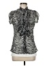 Studio Spa 100% Polyester Animal Print Silver Short Sleeve Blouse Size M - photo 1
