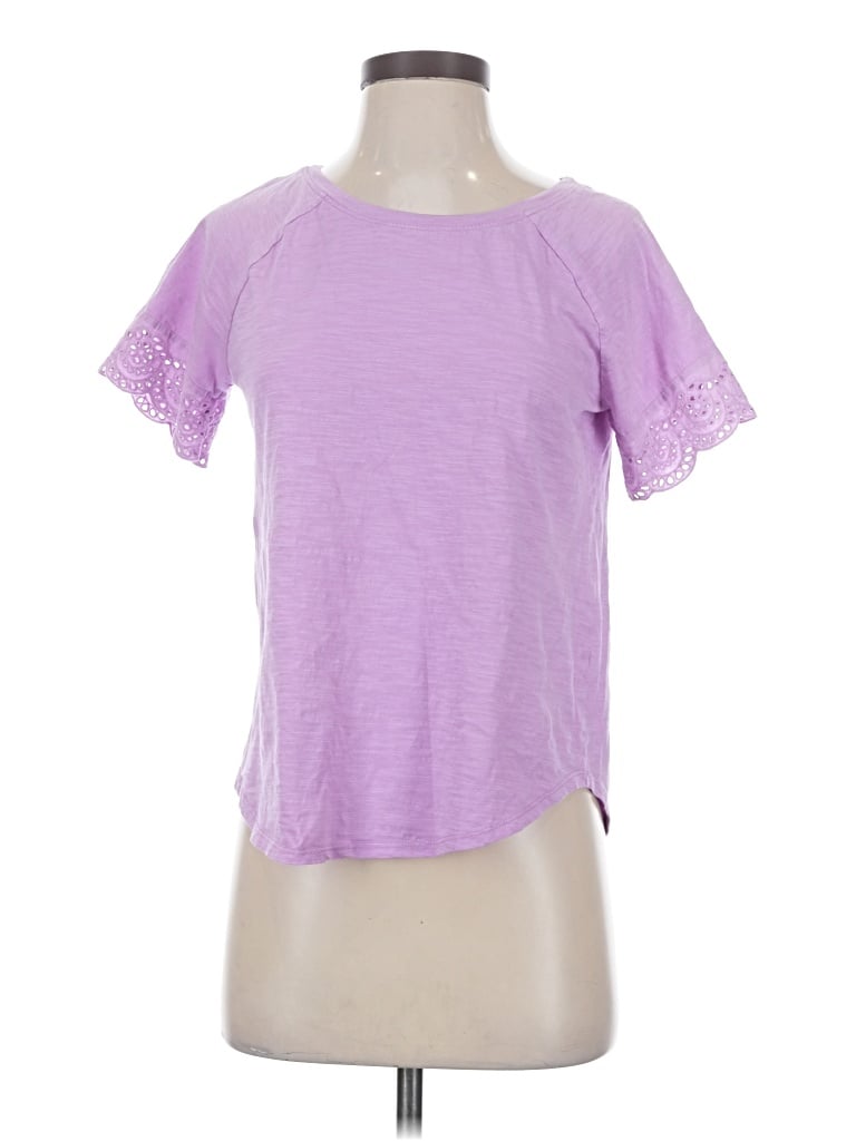 Pre-owned St. John's Bay Short Sleeve Top Purple Keyhole Neckline Tops