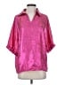 Unbranded 100% Polyester Metallic Pink 3/4 Sleeve Blouse Size S - photo 1