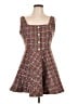 Aqua 100% Polyester Tweed Plaid Multi Color Brown Cocktail Dress Size L - photo 1