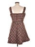 Aqua 100% Polyester Tweed Plaid Multi Color Brown Cocktail Dress Size L - photo 2