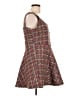 Aqua 100% Polyester Tweed Plaid Multi Color Brown Cocktail Dress Size L - photo 4