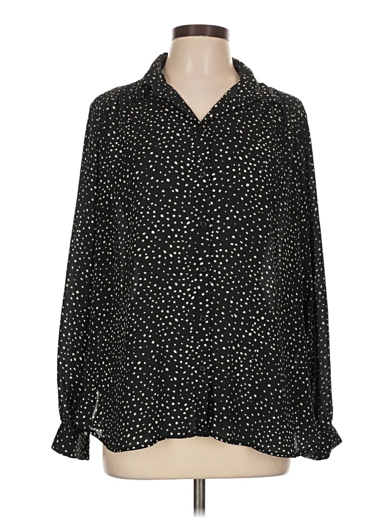 Pre-owned H&m Long Sleeve Blouse In Black