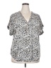 Gap 100% Rayon Animal Print Silver Short Sleeve Blouse Size XXL - photo 1