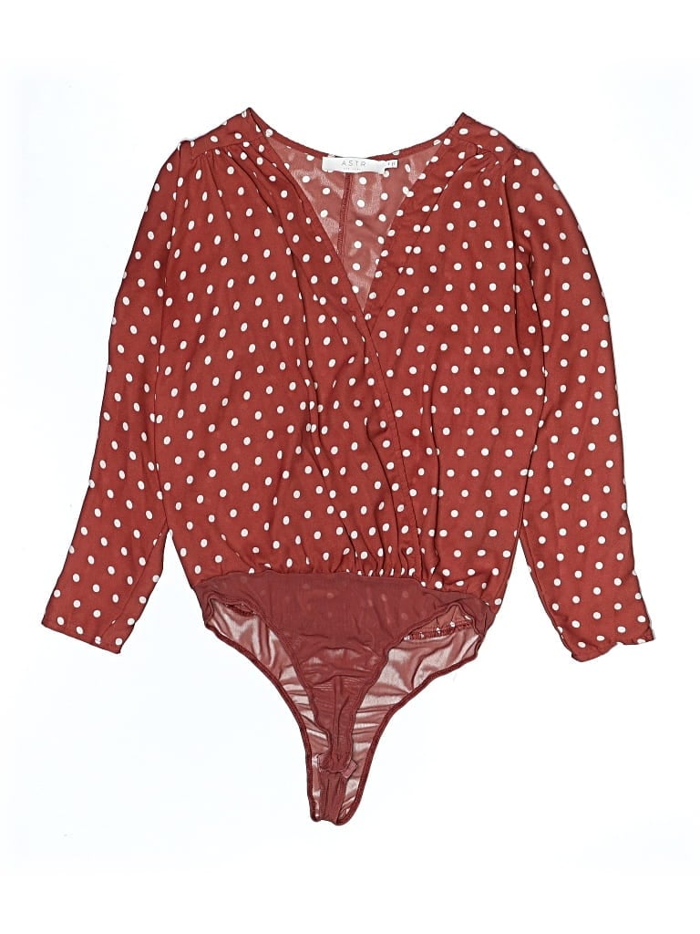Pre-owned Astr Long Sleeve Blouse In Burgundy