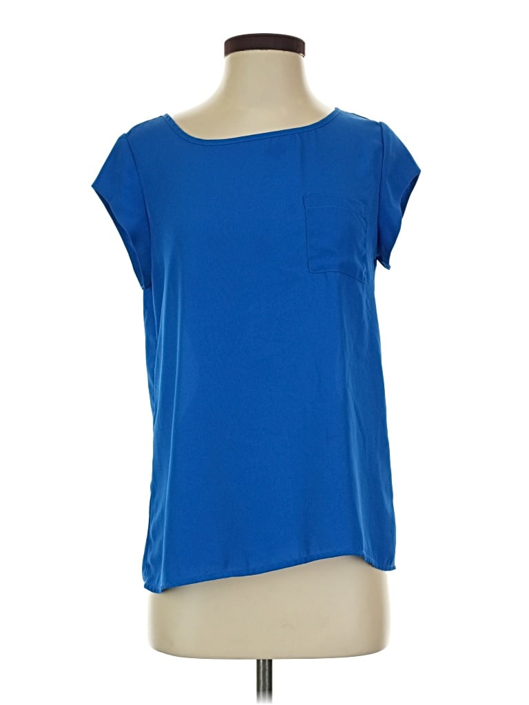 Pre-owned Fun2fun Short Sleeve Top Blue Scoop Neck Tops