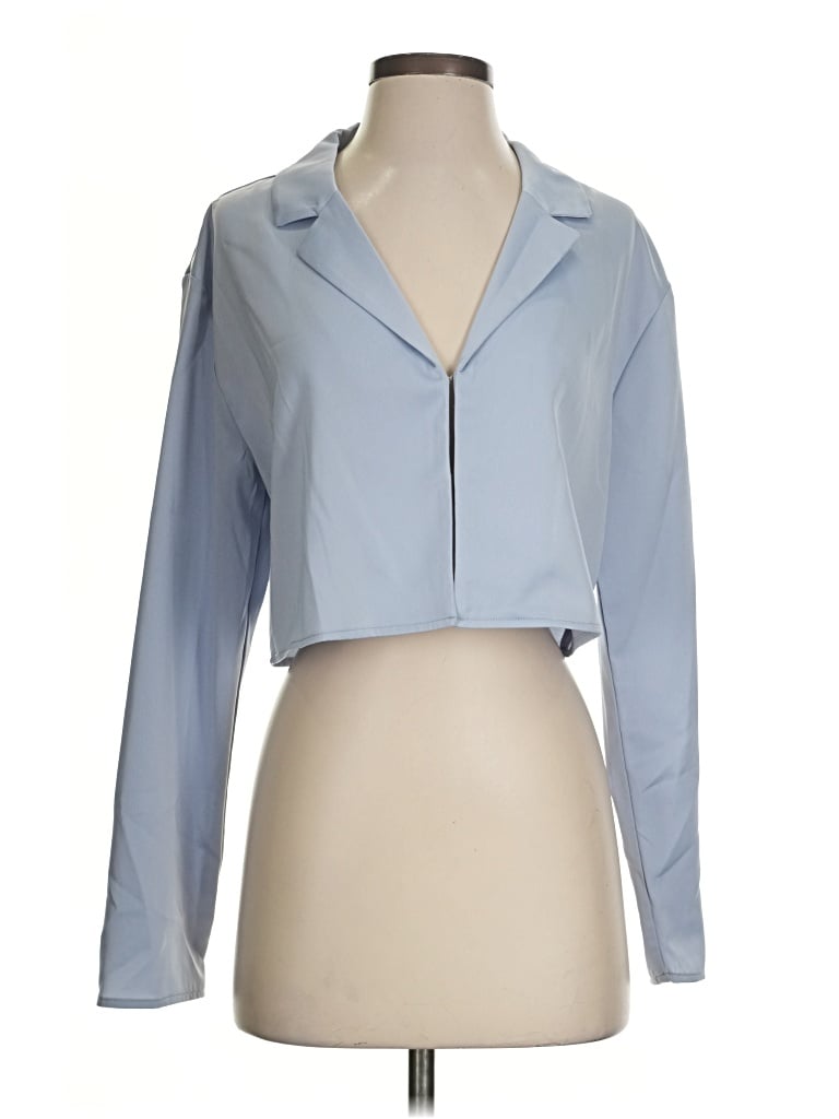Pre-owned Wayf Long Sleeve Blouse In Blue