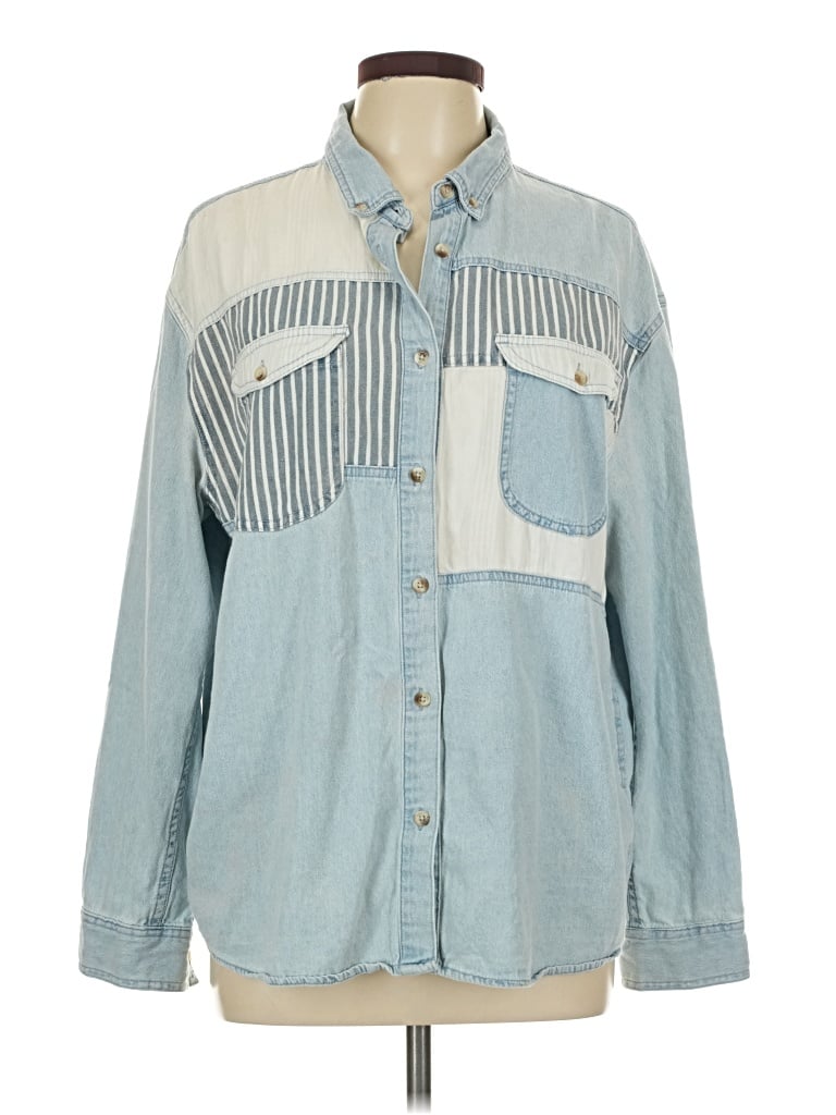 Pre-owned Rolla's Long Sleeve Button Down Shirt In Blue