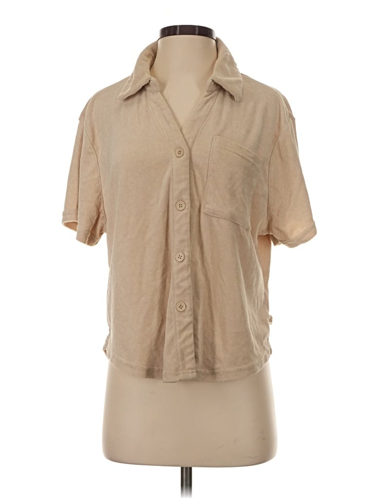 Pre-owned Araminta James Short Sleeve Blouse In Tan