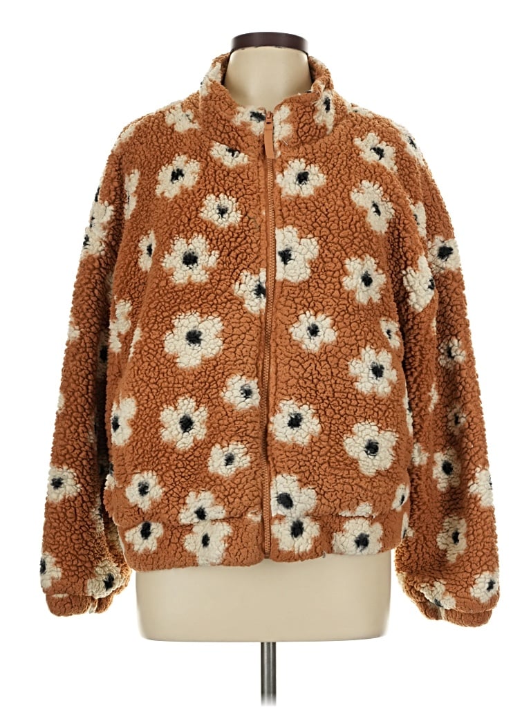 Pre-owned Rsq Faux Fur Jacket In Brown