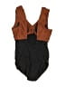 Summersalt 100% Polyester Color Block Brown One Piece Swimsuit Size 0X - photo 2