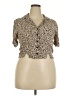 Forever 21 Plus 100% Viscose Animal Print Tan Short Sleeve Blouse Size 2X Plus - photo 1