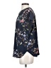 Amour Vert 100% Silk Floral Blue Short Sleeve Silk Top Size S - photo 5
