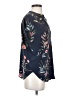 Amour Vert 100% Silk Floral Blue Short Sleeve Silk Top Size S - photo 4