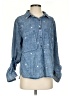 Billy T Stars Blue 3/4 Sleeve Button-Down Shirt Size S - photo 1
