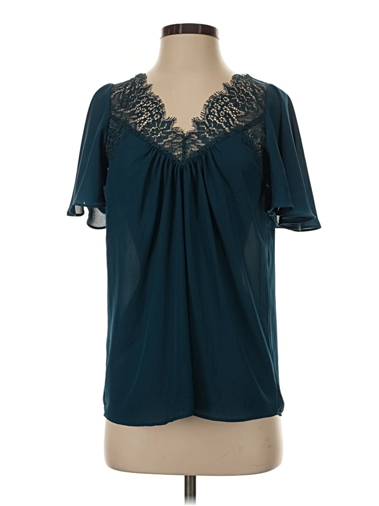Pre-owned Mng Suit Short Sleeve Blouse In Teal