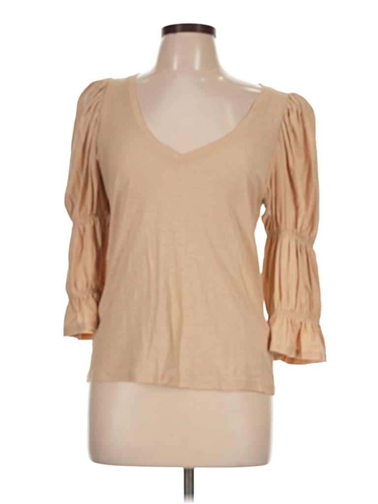 Pre-owned Nation Ltd 3/4 Sleeve Top Tan Sweetheart Neckline Tops