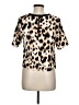 Topshop 100% Polyester Animal Print Ivory Short Sleeve Blouse Size 6 - photo 2