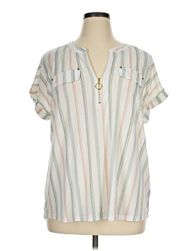 Flower & Feather Short Sleeve Blouse