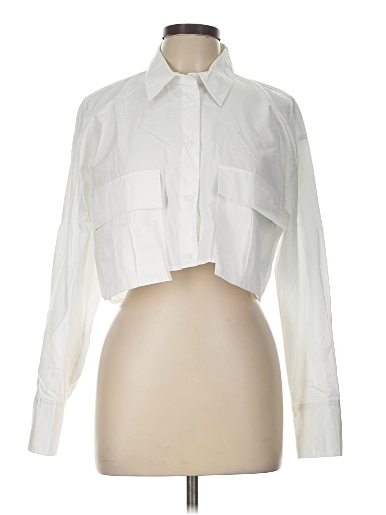 Pre-owned Zara Long Sleeve Blouse In Ivory
