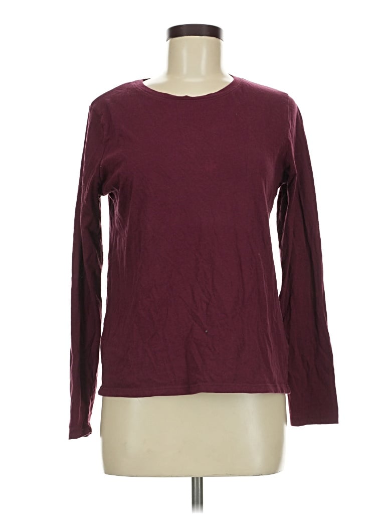 Pre-owned Time And Tru Long Sleeve T-shirt In Burgundy
