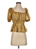 NSR 100% Polyester Gold Short Sleeve Blouse Size XS - photo 1