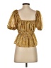 NSR 100% Polyester Gold Short Sleeve Blouse Size XS - photo 2