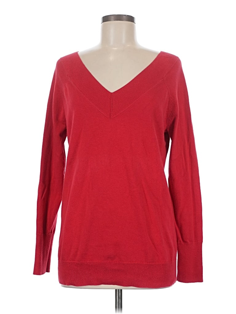 Pre-owned Cabi Long Sleeve Top Red V-neck Tops