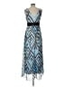 Taylor 100% Polyester Graphic Blue Cocktail Dress Size 10 - photo 2