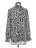 J.Crew 100% Silk Animal Print Silver Long Sleeve Silk Top Size 4 - photo 1