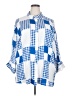 Rouge 100% Rayon Checkered-gingham Blue 3/4 Sleeve Button-Down Shirt Size 2X - photo 1
