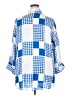 Rouge 100% Rayon Checkered-gingham Blue 3/4 Sleeve Button-Down Shirt Size 2X - photo 2