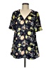 ModCloth 100% Polyester Floral Blue Black Short Sleeve Blouse Size M - photo 1