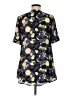 ModCloth 100% Polyester Floral Blue Black Short Sleeve Blouse Size M - photo 2