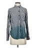 Time and Tru 100% Viscose Checkered-gingham Blue Long Sleeve Button-Down Shirt Size S - photo 1