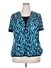 JM Collection Blue Short Sleeve Blouse Size 2X - photo 1