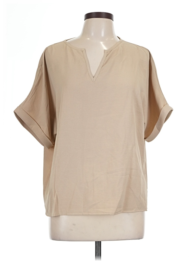 Pre-owned Shein Short Sleeve Blouse In Tan