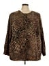 Susan Graver 100% Polyester Animal Print Brown Long Sleeve Blouse Size 3X - photo 1