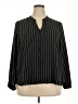 Jennifer Lopez 100% Polyester Stripes Black Long Sleeve Blouse Size XXL - photo 1