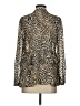 Chico's 100% Polyester Animal Print Brown Long Sleeve Blouse Size 0 4/6 - photo 2
