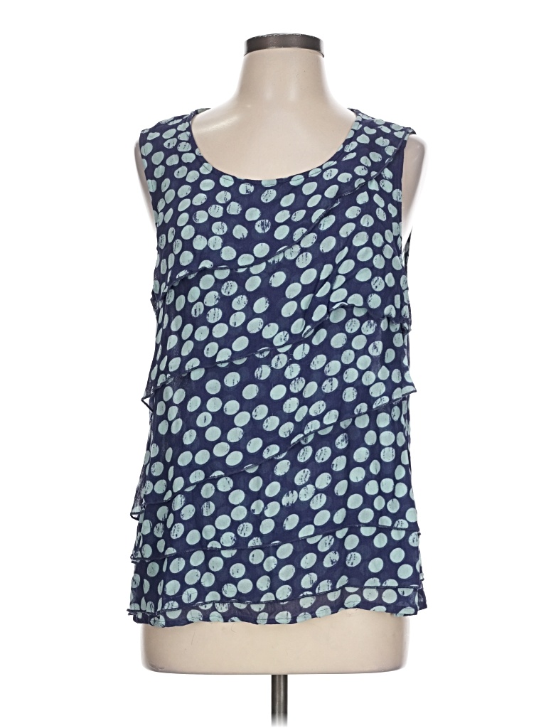 Pre-owned Coldwater Creek Sleeveless Top Blue Scoop Neck Tops
