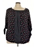 Want and Need 100% Polyester Floral Blue Black 3/4 Sleeve T-Shirt Size 3X - photo 1
