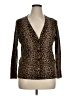 Talbots Animal Print Brown Long Sleeve Blouse Size 1X - photo 1